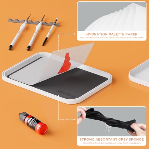 Nicpro Miniature Painting Kit with Wet Palette, Detail Paint Brush Drybrush | 11PCS Detail Paint Brushes Drybrush, 100PCS Wet Pallet Paper, 4PCS Sponge, Brush Holder, For Miniature Model Painting - color: White