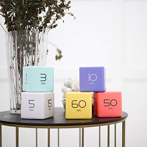 mooas Cube Timer, Flip, Block, Productivity, Time Management (White) - color: White