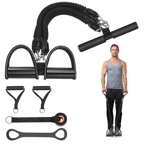 Awaiymi Pedal Resistance Band, Exercise Bands with Handles, Elastic Sit Up Pull Rope, Workout Equipment for Physical Therapy, Home Fitness, Strength Training