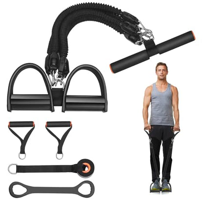 Awaiymi Pedal Resistance Band, Exercise Bands with Handles, Elastic Sit Up Pull Rope, Workout Equipment for Physical Therapy, Home Fitness, Strength Training