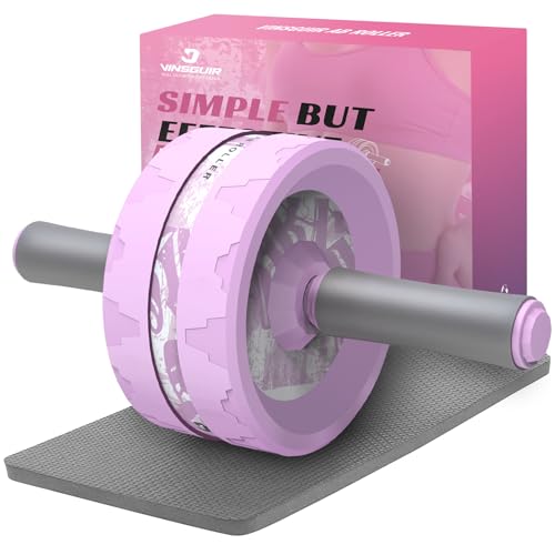 VINSGUIR Ab Roller Wheel, Abs & Core Workout Equipment for Home Gym with Knee Pad Accessories, Abdominal Wheel for Full-body Strength Training - color: Purple