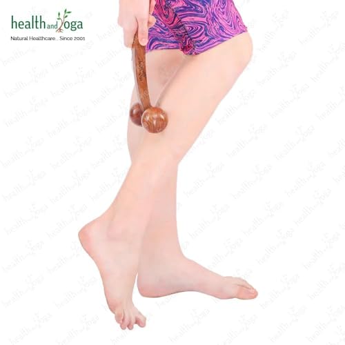 SoulGenie HealthAndYoga™ NatureSooth Wooden Massage Roller – Wood Therapy Massage Tools – Handheld Calf and Leg Massager, Back and Shoulder Massager and Full Body Massager
