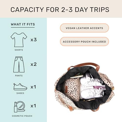 Jadyn Luna Women's Weekender Bag and Travel Duffel, Large 37 Liter Capacity - color: Cheetah Spot, size: Large