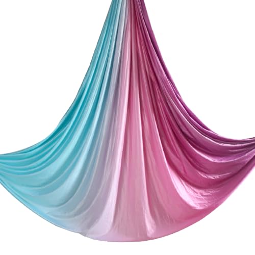 Aerial Yoga Hammock L:5M W:2.8M 5.5 Yards Aerial Pilates Silk Yoga Swing Set with 2000 Ibs Load Include Daisy Chain, Pose Guide - color: Gradual Change Purple
