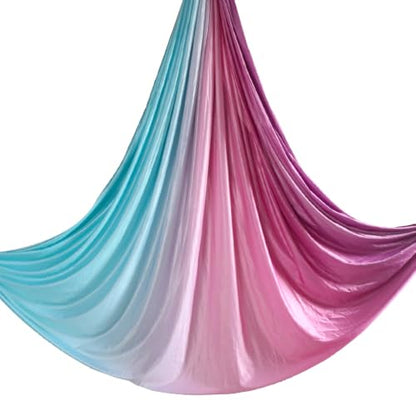 Aerial Yoga Hammock L:5M W:2.8M 5.5 Yards Aerial Pilates Silk Yoga Swing Set with 2000 Ibs Load Include Daisy Chain, Pose Guide - color: Gradual Change Purple