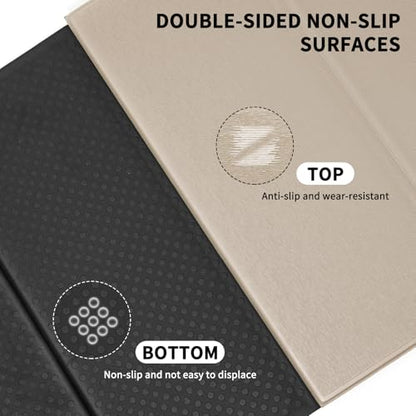 Foldable Yoga Mat Extra Large 74"×31.5" | Double-Sided Non-Slip,Extra Wide Foldable Design,8mm Extra Thick,Exercise Mat for Home, Studio and Travel Use - color: Beige+Black