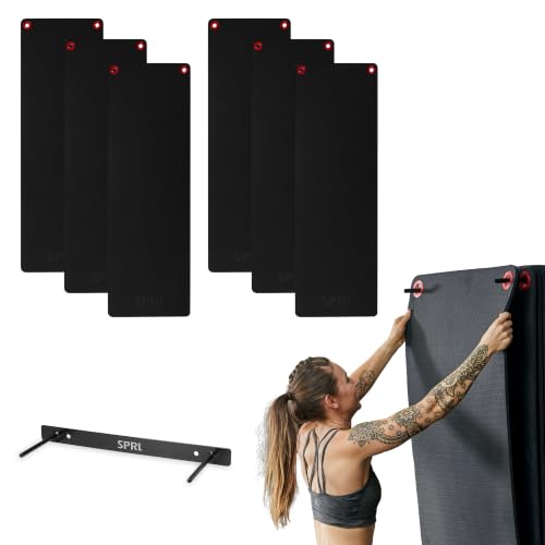 SPRI Hanging Exercise Mats for Gyms, Closed-Cell Foam Yoga & Fitness Mats with Grommets, Thick Workout Mats for Studios & Group Fitness Classes - color: Black