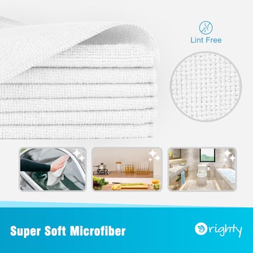 Orighty Microfiber Cleaning Cloth, Cleaning Rags, 24 Pack, 12x11 in, White - color: White, size: 24 Pack