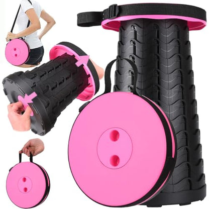 Fishboy Collapsible Stool for Adults, Portable Folding Camping Seat, 400lbs - color: Pink