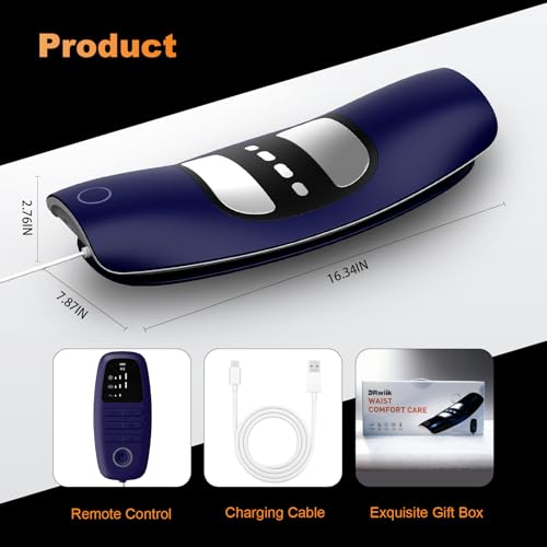 Lower Back Massager with Traction,Heat,Electrotherapy and Vibration | 4 in 1,Low Frequency,Cordless,Rechargeable,Electric Lumbar Traction Decompression Devices,for Pain Relief Deep Tissue,at Home