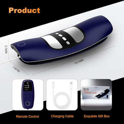 Lower Back Massager with Traction,Heat,Electrotherapy and Vibration | 4 in 1,Low Frequency,Cordless,Rechargeable,Electric Lumbar Traction Decompression Devices,for Pain Relief Deep Tissue,at Home