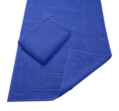 Avalon Towels Blue Bath Mat - 100% Cotton Set of 2 Absorbent Bathmat - Bathroom Mats Quick Dry Bath Mats for Bathrooms (22x34 Inches) - color: Blue, size: Pack of 2