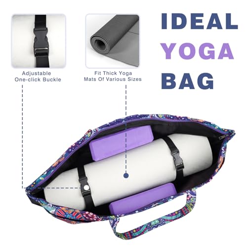 Yoga Mat Bag Yoga Mat Carrier with Shoes Compartment & Wet Pocket Pilates Bag with Zipper Pockets & Yoga Mat Holder Strap Yoga Bags and Carriers Fits All Your Stuff - color: Paisley