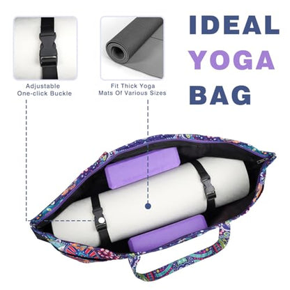 Yoga Mat Bag Yoga Mat Carrier with Shoes Compartment & Wet Pocket Pilates Bag with Zipper Pockets & Yoga Mat Holder Strap Yoga Bags and Carriers Fits All Your Stuff - color: Paisley
