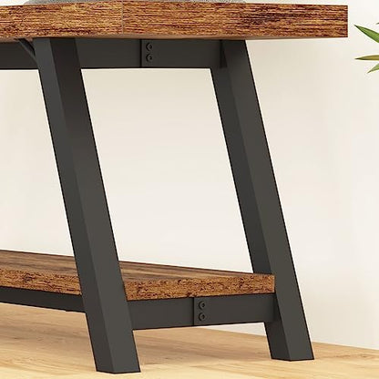 LVB Rustic Entryway Bench with Storage, Hallway Bench for Entryway, 47 in - color: Rustic Brown