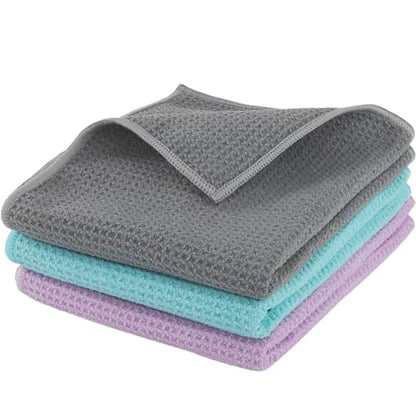Microfiber Gym Towels 3 Pack, Quick-Drying Yoga Towels for Sport, Workout Equipment, Home and Gym, 16 Inches x 27.5 Inches - color: Blue+purple+grey