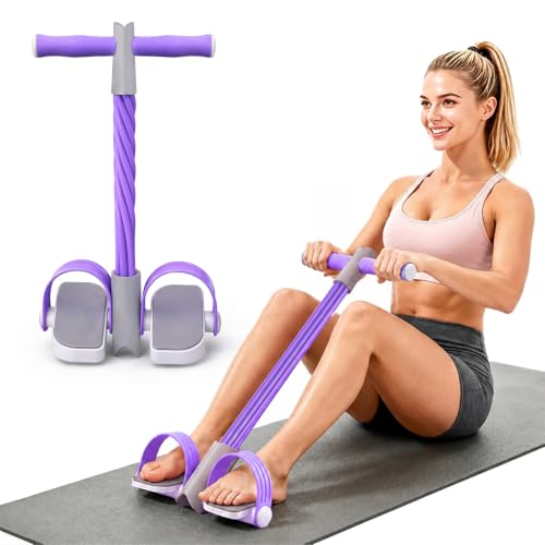 Upgraded Foot Pedal Resistance Band with Handle, 6-Tube Elastic Resistance Bands for Home Workout, Multifunction Exercise Equipment for Abdomen, Core/ABS, Waist, Arm, Leg - color: Purple