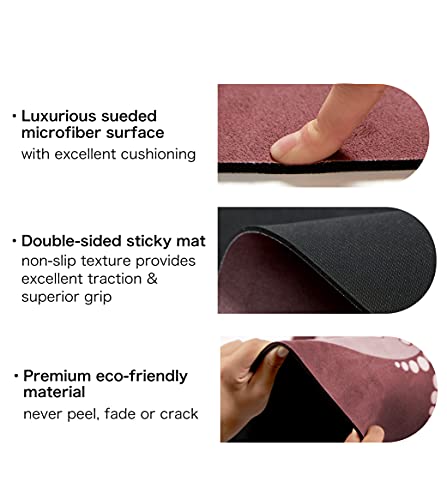 Knsbk Large Round Yoga Mat 4.6'X3.5mm for Exercise Premium Extra Thick, Ultra Comfortable, Non Slip, Meditation Mat - color: pink blossom