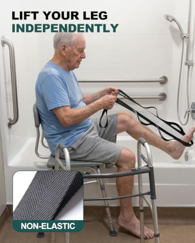 Trideer Non-Elastic Stretching Strap with Loops for Physical Therapy & Rehab, Knee Hip Leg ROM Post-Surgery, Yoga Strap for Stretching, Leg Lifter Strap Mobility Aid, Hamstring Calf Back - color: Black/75"x1"