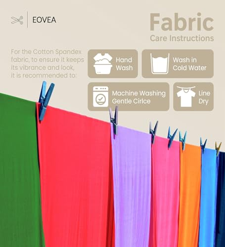 EOVEA - Cotton Spandex Fabric by The Yard - 4 Way Stretch Jersey Knit - Spandex & Cotton T-Shirt Fabric - Lightweight, Breathable - 60" Wide Roll| 10 oz(Cream, 1 Yard) - color: Cream, size: 1 Yard