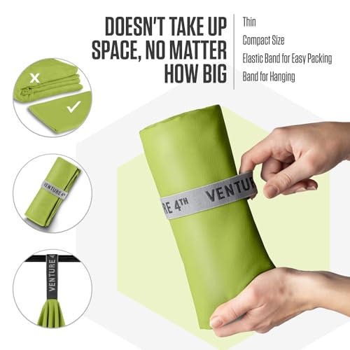 VENTURE 4TH Quick Dry Microfiber Towel for Camping & Gym - Lime Large - color: Lime, size: 60.00" x 31.50"