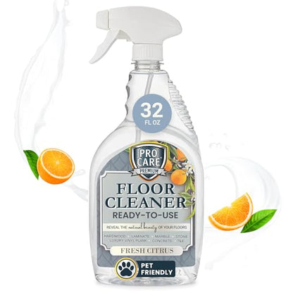 ProCare Citrus Floor Cleaner (Made in USA) | Streak Free Cleaner for Tile, Stone, Laminate, Vinyl & Natural Wood Floor Cleaner for Mopping, Floor Cleaning Solution with Citrus Aroma -32oz Spray Bottle - size: 32 Fl Oz (Pack of 1)