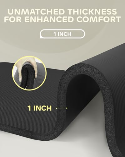 Yoga Mat 1'' Thick - Non-slip & Strong Support - Gymnastics, Exercise & Workout Mat for Home Gym, Yoga, Pilates, Stretching, and Fitness