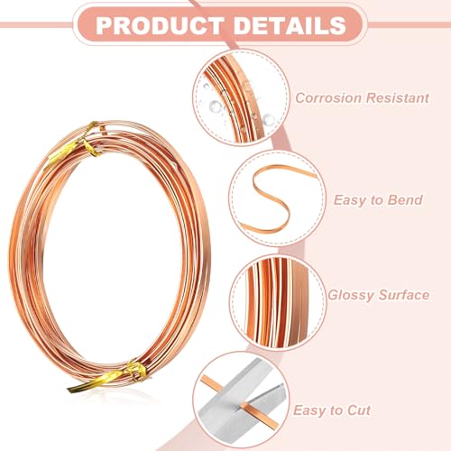uxcell 18 Gauge Flat Aluminum Wire, 16.40 ft 3mm Wide Aluminum Crafts Wire for Flower Bonsai Crafts Carving DIY Bezel Sculpting Gem Metal Wrap, Copper - color: Copper, size: 3mm