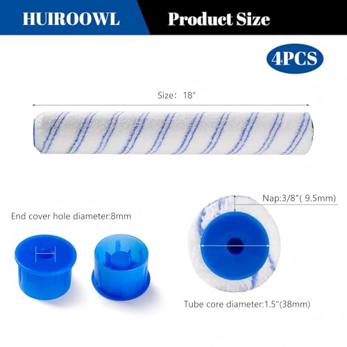 18 Inch Microfiber Paint Roller Covers, 3/8" Nap, 4 Pack - size: 18 Inch Paint Roller Kit, 4 Pack