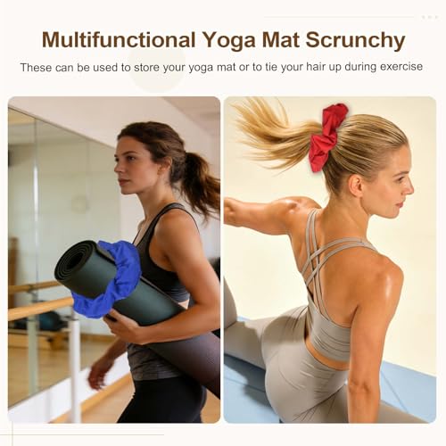 Yoga Mat Scrunchy, Durable & Elastic Fabric Yoga Mat Strap Band - color: Light Blue