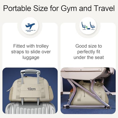 Mini Gym Bag for Women Girls Small Gym Tote Bag with Wet Compartment Waterproof Travel Duffle Bag Cute Workout Sport Bag - color: Camel-14in