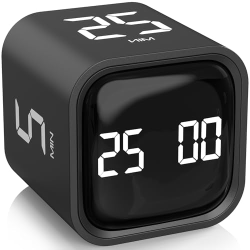 Rotating Productivity Timer 5/25/10/50, Desk Flip Timer, ADHD Tool - color: Black