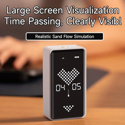 Visual Timer, Rechargeable Digital Hourglass Timer with LED Display - color: Black