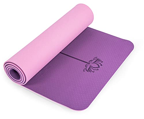 Yoga Mat Non Slip, Pilates Fitness Mats, Eco Friendly, Anti-Tear 1/4" Thick Yoga Mats for Women, Exercise Mats for Home Workout with Carrying Sling and Storage Bag - color: Orchid & Pink