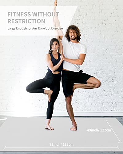 CAMBIVO 72''x48'' Large Yoga Mat, Extra Thick TPE Workout Mat - color: GRAY, size: 6mm