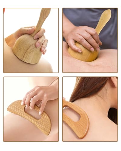 8-in-1 Wood Therapy Massage Tools Kit – Wooden Body Sculpting Roller Set for Lymphatic Drainage, Maderoterapia Gua Sha Massage Tools for Stomach, Abdomen Contouring & Muscle Relief