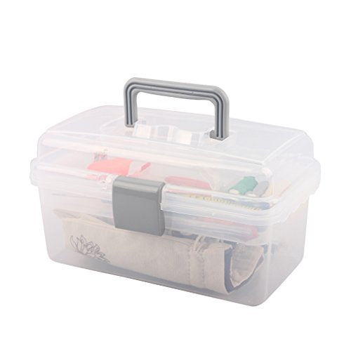 Multipurpose Plastic Storage Container Box with Handle and Latch Lock, Clear Gray - color: clear/gray