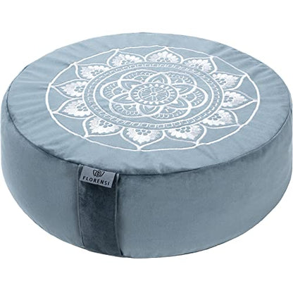 Florensi Meditation Cushion Velvet Floor Pillow with Buckwheat Fill - color: Ocean Abyss