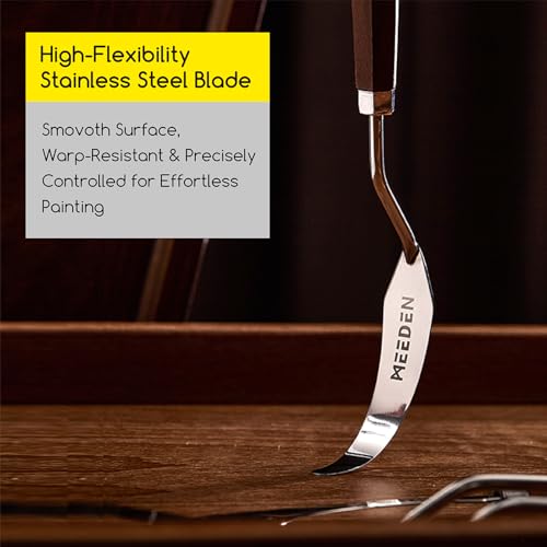 MEEDEN Artist Spatula Palette Knife: 8.58" Flexible Stainless Steel Art Scraper Knife with Wood Handle for Professional Oil Painters, Art Students, Beginners, #21 - style: #21