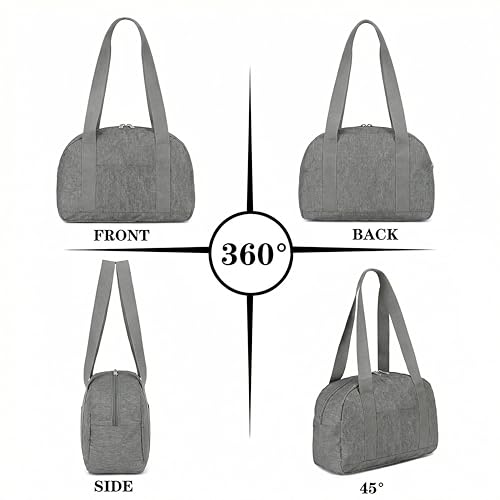 Mini Gym Bag for Women Girl 12 inch Small Gym Tote Lightweight Carry On Bag - color: Grey