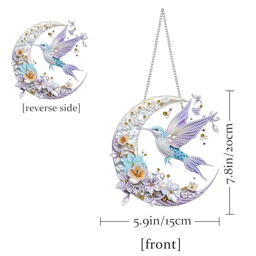 Hanging Diamond Art Kits for Adults Bird Animals - 8x8 Inch Double-Sided Acrylic Board DIY Crystal Diamond Suncatcher Pendant, Sparkling Home Wall or Window Decoration Handmade Gift - color: Bird