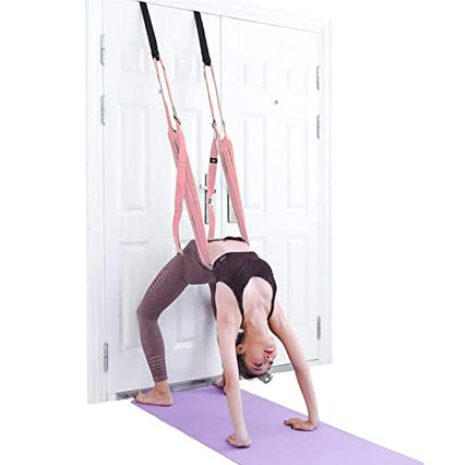Yoga Fitness Stretching Strap, Adjustable Leg Stretcher Back Bend Assist Trainer, Improve Leg Waist Back Flexibility Home Gym Equipment for Rehab Pilates Ballet Cheerleading Splits Gymnastics - color: pink