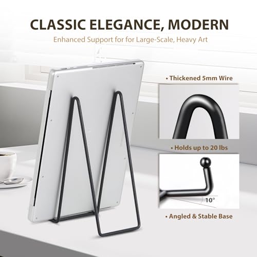 LIONWEI LIONWELI Plate Display Stand Easel Holders - 10" Tabletop Metal Stands for Heavy Plates, Large Platters and Plaques - Black, 2-Pack - size: 10 inch (2 pieces)