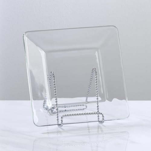 TRIPAR Decorative Twisted Wire Stand, Chrome Display (4 Inch Depth) Tabletop Easel Sleek & Modern Look - Perfect for Books, Plates, Photos & More - color: Chrome, size: 4 Inch