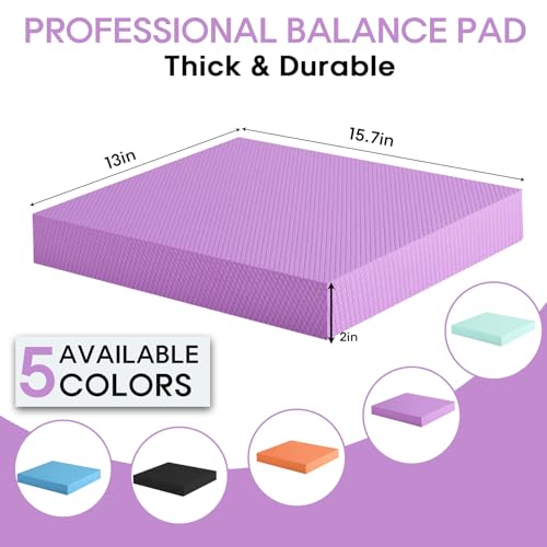 Balance Pad – Stability Trainer for Balance, Stretching, Physical Therapy, Exercise, Mobility, Rehabilitation and Core Training Non-Slip Closed Cell Foam Premium Balance Pad Knee Pad - color: Purple
