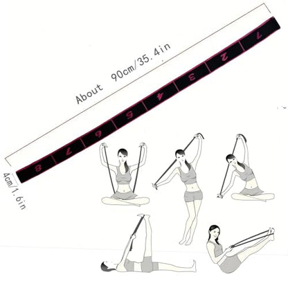 Stretching Resistance Band with Marked Sections, 8 Section Elastic Stretch Strap for Yoga, Pilates, Physical Therapy, Home & Gym Training