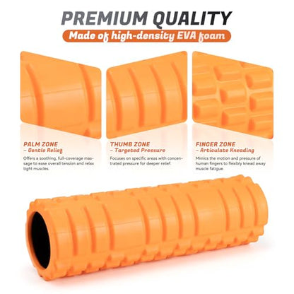 Foam Roller for Deep Tissue Massager, Patented Exercise Roller - color: Orange