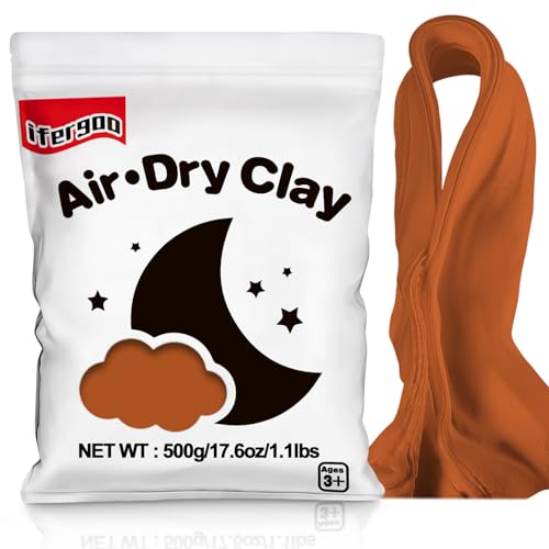 ifergoo 500g Brown Air Dry Clay, 1.1LBS DIY Creative Modeling Clay for Kids | Refill Foam Magic Clay for School Art & Craft Project, Slime Supplies, Ultra-light & Soft, Gift for Age 3-12 Boys & Girls - color: Brown/500g