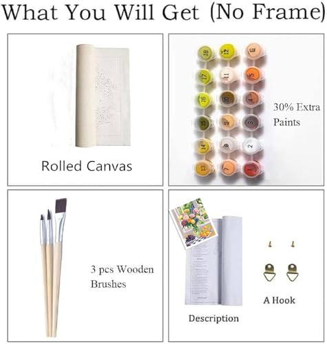 ZRIZQ Paint by Numbers Kit for Adults Beginner,Flowers,16x20 | Full set with wooden brushes,rolled canvas,rich paints.Calming activity.Beginner friendly.Just open and paint. - color: 16"X20"Rolled Canvas-Flowers 7