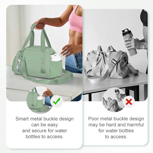 Mini Gym Bag for Women Girls Small Gym Tote Bag with Wet Compartment Waterproof Travel Duffle Bag Cute Workout Sport Bag - color: Green Tea-14in